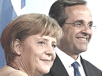 Antonis Samaras con Angela Merkel