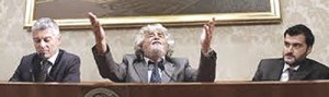 La conferenza stampa di Grillo al Senato