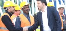 Renzi al cantiere dell'Expo 2015 di Milano