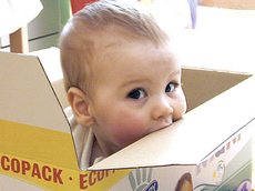 baby into a box