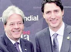 Gentiloni con il leader canadese Justin Trudeau