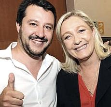 Matteo Salvini con Marine Le Pen