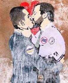 Murales bacio Salvini Di Maio