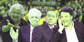 Grillo, Monti, Berlusconi e Renzi